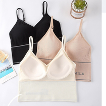 Cool womens underwear Meback bra integrated vest No steel ring Girl fixed cup Summer anti-walking light harness