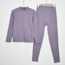 Three-pin ladies warm underwear suit autumn and winter light suede pure color round collar with long sleeves and autumn clothes