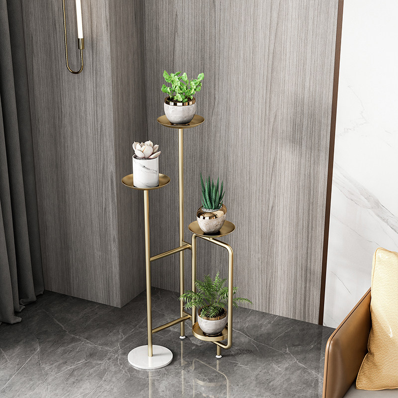 Modern light luxury flower shelf Nordic interior decoration flower pot rack net red floor-to-ceiling gold grand meat multi-layer display