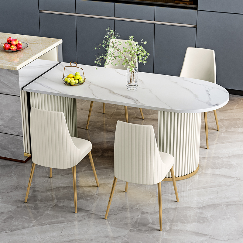 Light luxury tables and chairs combined rectangular dining table small household type Harbor home modern minimalist island table dining table