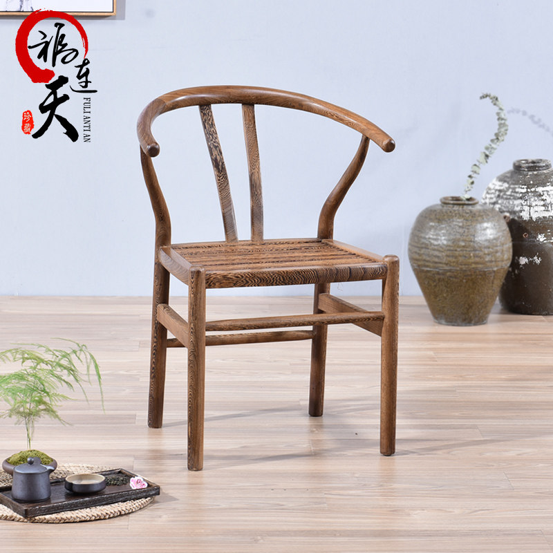 Fulian sky red wood furniture Chicken Wings Wood Dining Chair New Chinese Solid Wood Casual Chair Y Chair Simple Backrest Tea Chair
