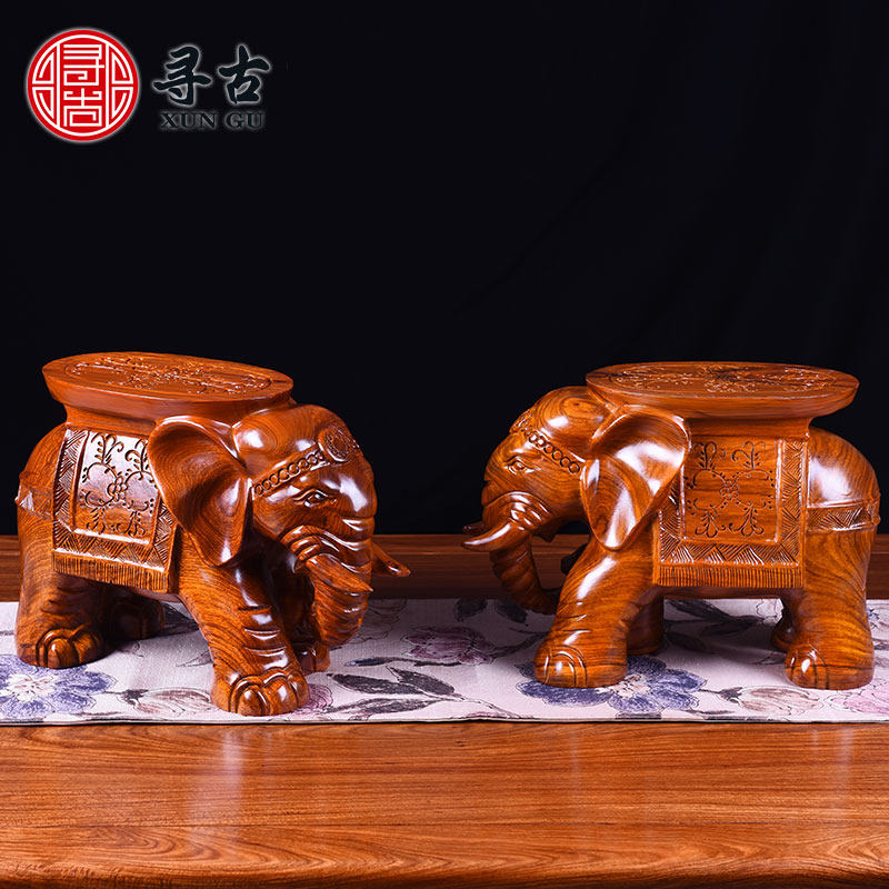 Sofa stool for ancient pear carved elephant changed shoe stool fittings engraved elephant stool living room sofa stool crafts
