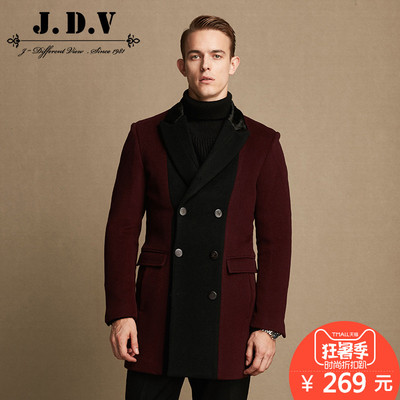 [Giải phóng mặt bằng] người đàn ông JDV của người đàn ông khâu màu phù hợp với đôi ngực ve áo áo len mỏng WCO5006 áo khoác len nam Áo len