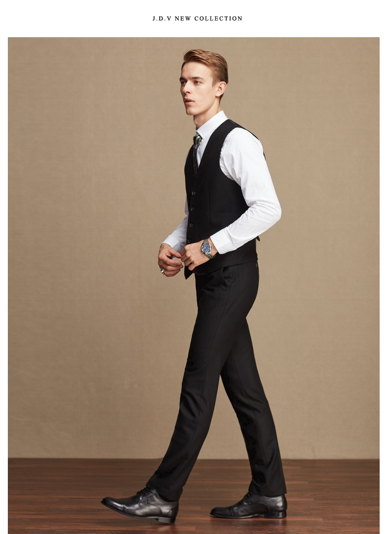 Quần áo nam JDV mùa thu nam đi lại mỏng len vest khâu vest nam giản dị WCV7834BLK - Dệt kim Vest áo vest nam body
