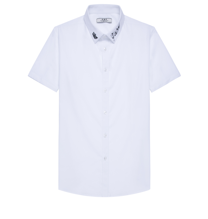 JDV nam mùa hè đi lại mới thêu áo ngắn tay áo sơ mi nam SIZ8116WHT - Áo thương hiệu áo sơ mi nam cao cấp
