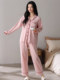 Pure cotton pajamas for women in spring and autumn, skin-friendly and breathable cardigan long-sleeved trousers that can be worn outside home clothes set 2025 new style
