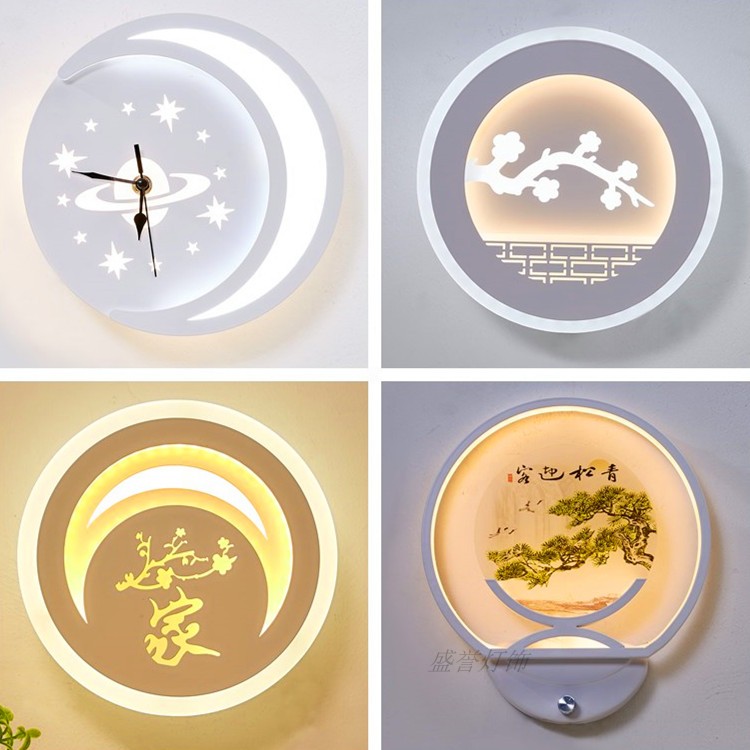Modern Simple Children LED Wall Lamp With Clock Creative Warm Bedroom Bedside Decorative Lamp Living Room Wall Clock Lamp