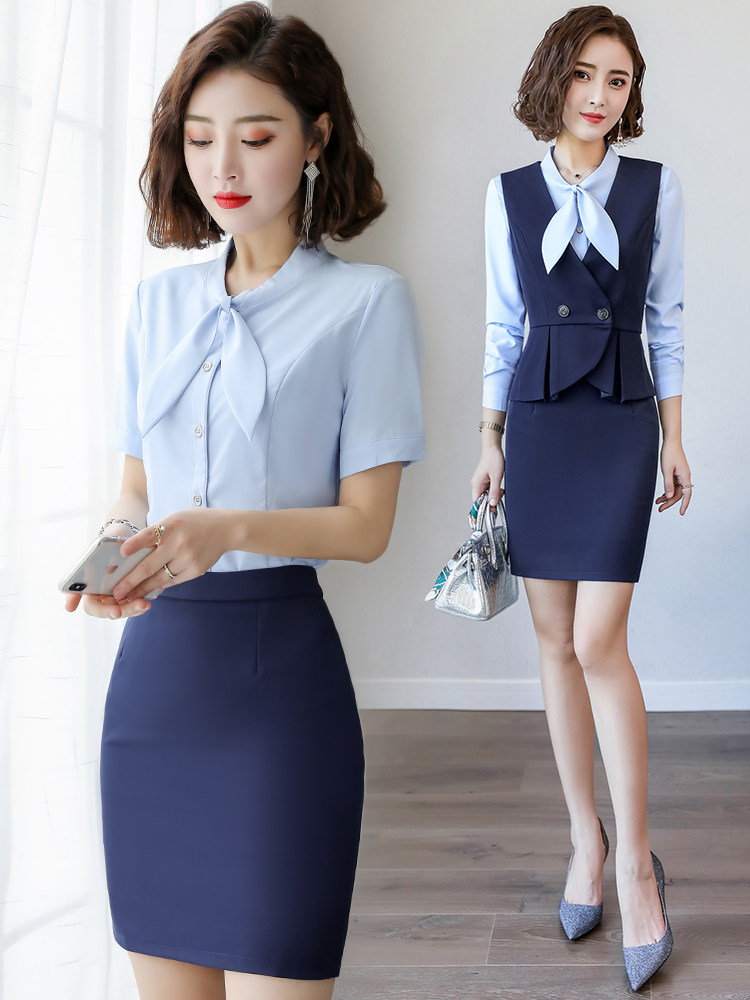 Hotel front desk professional suit women's fashion temperament Summer formal suit women's suit Sample house display center Work clothes high-end skirt