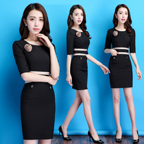 Summer new Korean dress temperament slim professional womens short sleeve tooling professional dress womens A- line dress