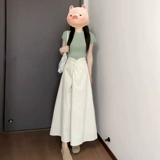 Белое милое летнее платье, дизайнерский комплект, французский стиль, тренд сезона, яркий броский стиль