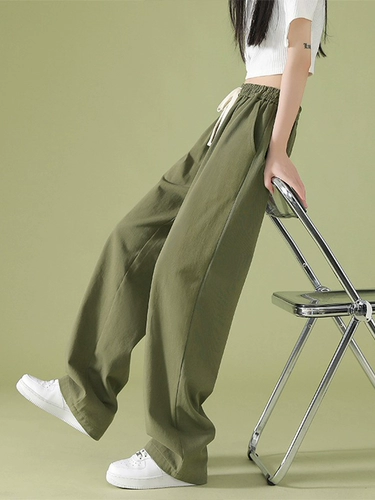 Японские большие летние зеленые цветные штаны для отдыха, высокая талия