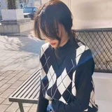 Свитер с бриллиантами в стиле колледжа осень и зима 2025 Новый уникальный вязаный жилет для женщин в коротких топах