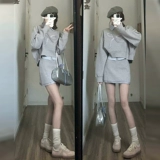 Осенний комплект, летняя юбка, короткая толстовка, платье, изысканный стиль