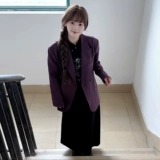 Сиреневый пиджак классического кроя, ретро куртка, оверсайз