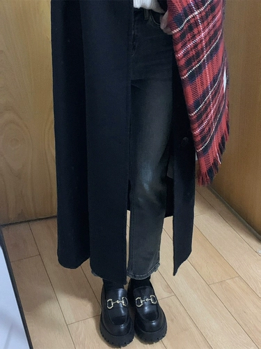 Шерстяное пальто, демисезонная длинная черная куртка, средней длины, подходит для подростков