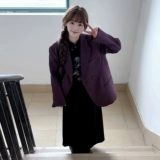 Сиреневый пиджак классического кроя, ретро куртка, оверсайз