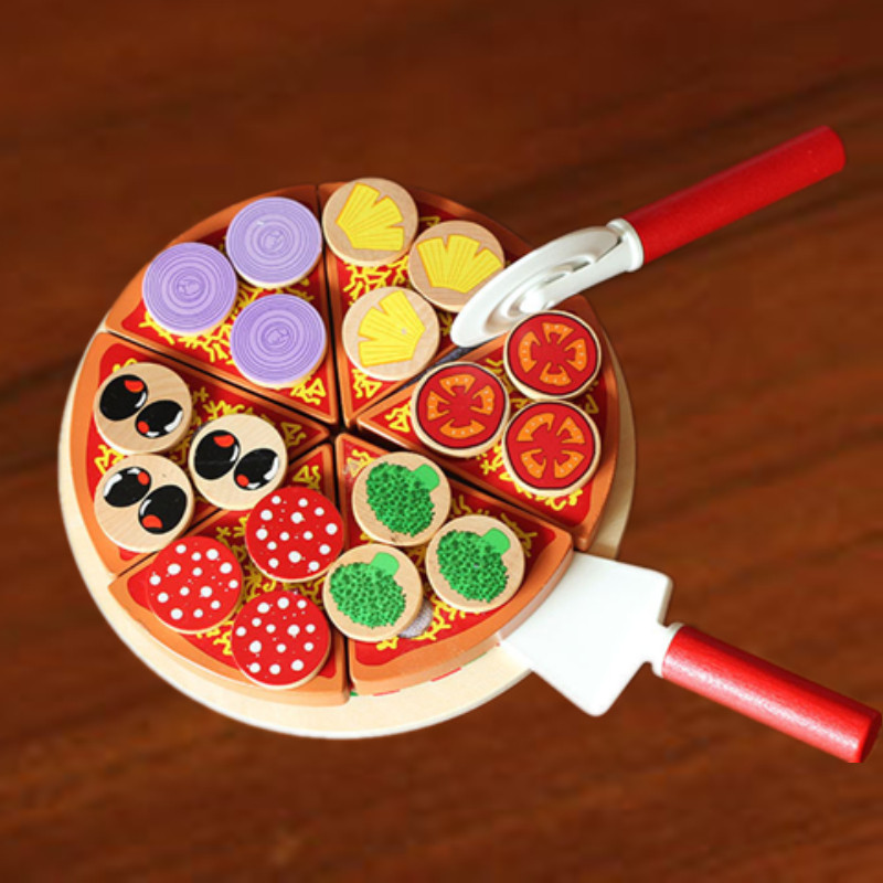 Pizza Combination Wooden Simulation Food Children's Playhouse Chechele Kitchen Cooking Toys Baby 2-3-4 Years Old