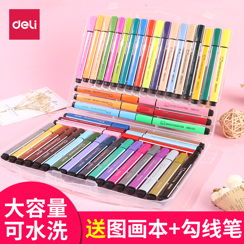 Able Water Color Pen Suit Triangle Pole Color Pen Children Kindergarten Color Pen Elementary School Students With 24 Color 48 Color 36 Color Washable Drawing Pen Hard Head Beginner Hand Painted Large Capacity 12 Color Boxed