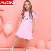 Arctic Velvet girl pajamas summer nightgown Princess suspender skirt short sleeve girl home clothing cotton thin dress