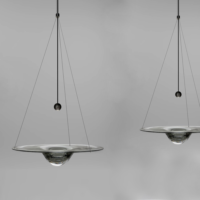 Italian designer creative flying saucer dining room glass chandelier Nordic ins style simple water drop showroom decorative lamp