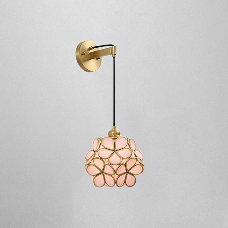 Nordic postmodern full copper headboard chandeliers Romantic Cozy Designer Prototype Room Wall Wall Lamp Petal Wall Lamp