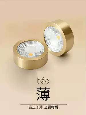All copper surface mounted downlight LED ceiling light Ultra-thin round embedded small ceiling spotlight Nordic aisle entrance light