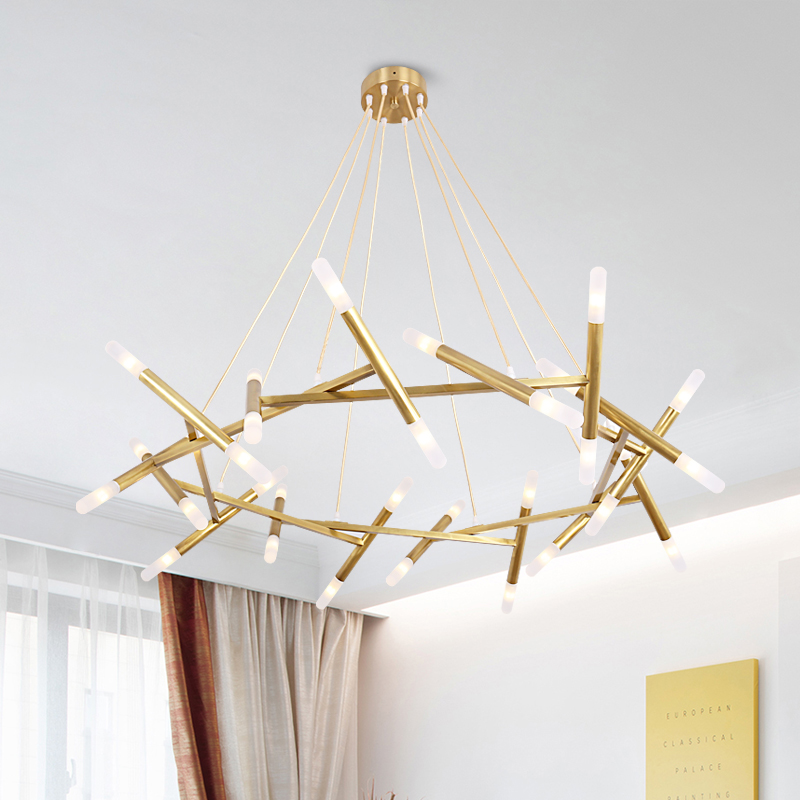 Nordic post-modern minimalist living room lighting creative personality restaurant net red atmosphere villa tree branch herringbone chandelier