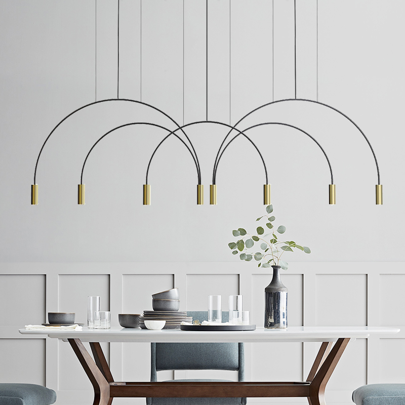 Nordic minimalist restaurant bar chandelier geometric line lamp creative personality designer front desk arch tooling lamp