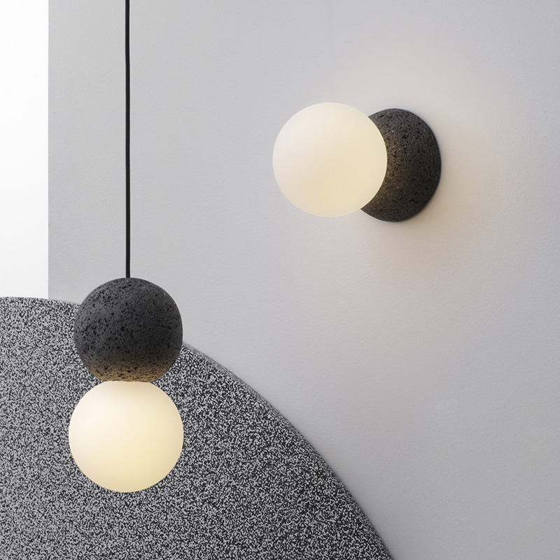 Nordic living room background wall lamp modern cement bedroom bedside catering clothing store net red homestay personality decoration