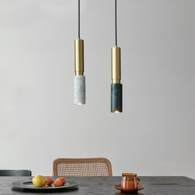 Nordic all-copper bedroom bedside chandelier marble bar light luxury TV background wall creative column front chandelier