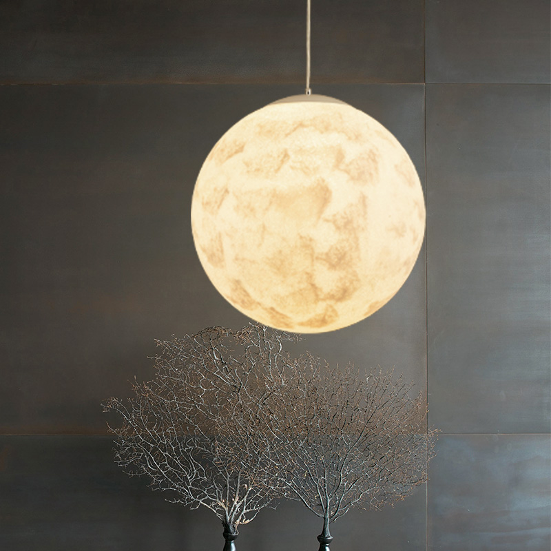 Nordic bedroom bedside chandelier warm children's room romantic wedding room single-headed ball round creative moon moon lamp