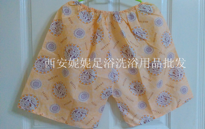 Pure cotton bath clothes foot bath bath sauna sweat steaming special disposable underwear boxer pants head bath pants disposable shorts