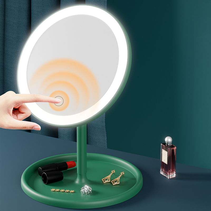 LED Makeup Mirror with Lamp Table Table Makeup Mending Small Mirror for Dormitory Students Folding Portable Makeup Mirror