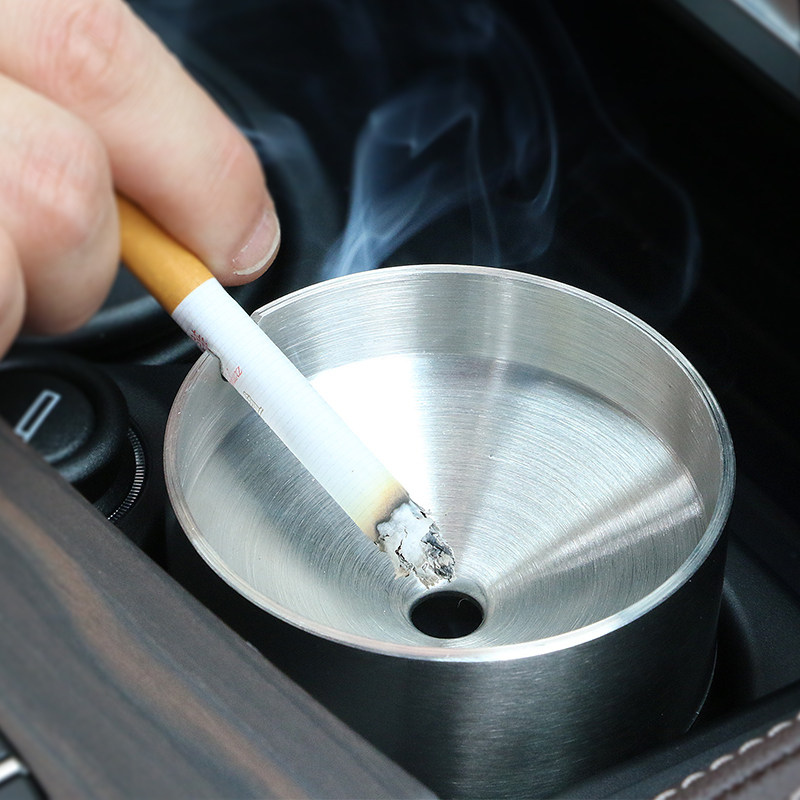 Car-borne Ashtray Stainless Steel Creative Personality Trend Car car with windproof anti-fly ash Home Living room Nordic