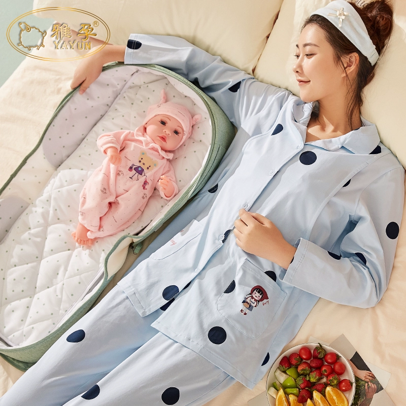 Đồ ngủ bà bầu cotton mỏng mùa hè, đồ cho con bú sau sinh, đồ bầu, đồ mặc nhà cho bà bầu 67 tháng - Giải trí mặc / Mum mặc