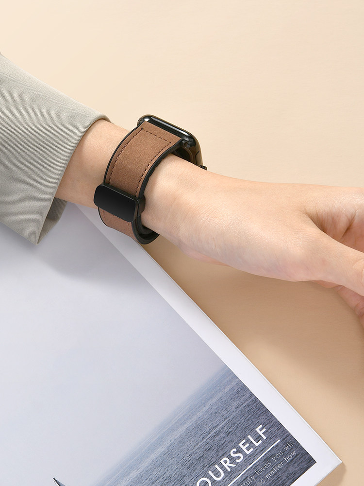 [Old Money Style] First Guard New Model Compatible iWatch Strap S11 Crazy Horse Leather Silicone Magnetic 10 Apple Watch Applewatch S9 Genuine Leather 8 Ultra 7 Autumn Winter 6 Men 5 Women Se3/21