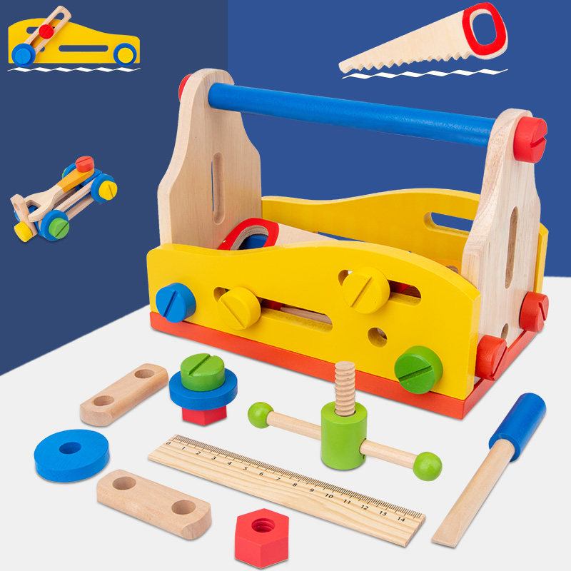Young Children's Wooden Toolbox Screw Baby Shape Tool Set Children's Toys Fun Games