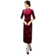 Áo dài 7 điểm tay áo nhung mùa thu 2019 mới cải tiến hàng ngày retro Slim size cho mẹ đầm sườn xám hàng ngày áo kiểu người lớn tuổi Quần áo của mẹ