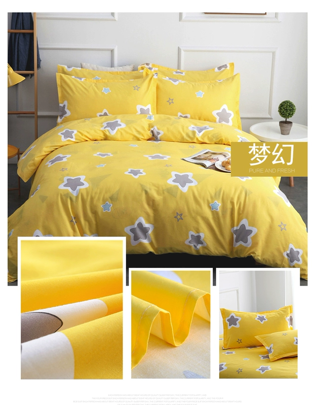 100% cotton twill bông denim 1,5 m dày gấp đôi tấm lắp 1.8m2.0 mùa thu và mùa đông gói - Bộ đồ giường bốn mảnh