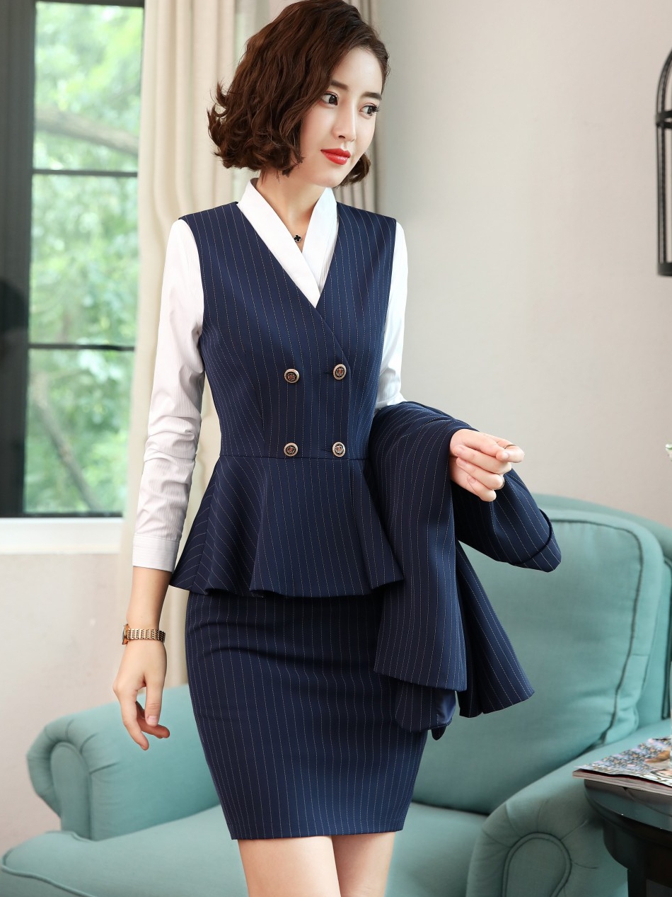 Work clothes Female vest suit suit fashion stewardess uniform Hotel front desk beautician interview Office work clothes