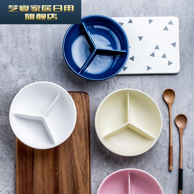 Yx may express it in baby household ceramic creative means to use bowl dish dish separated three children snack breakfast tray