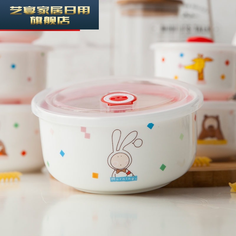 Ceramic lunch box mercifully rainbow such as bowl with cover fresh lunch box three suits for large bento box of the microwave bowl of household