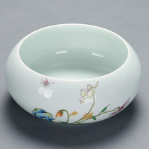 Shadow green enamel tea wash Green and white porcelain large cup wash Ceramic tea set Pen tea ceremony accessories Flower pot Fruit plate Tea cup water bowl
