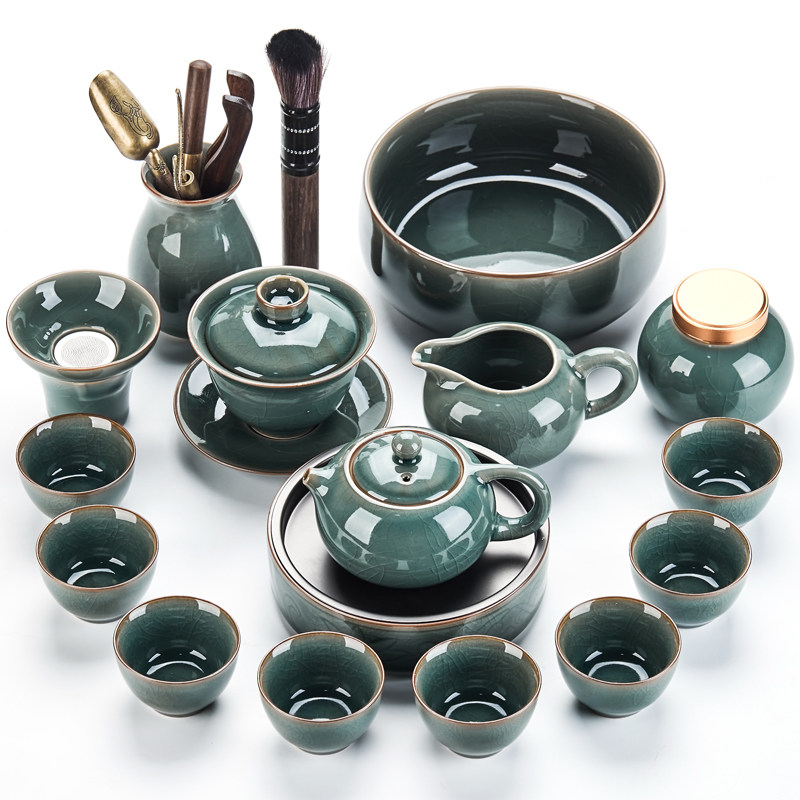 Gokiln Tea Set Group Home Upmarket Office Guests Light Extravagant Teapot Chinese Whole Set Of Ceramic Tea Cup Kung Fu Tea