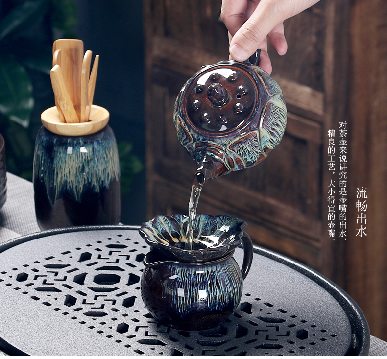 Kung fu tea set suit household up built red glaze, a complete set of Chinese ceramic cup lid bowl masterpieces