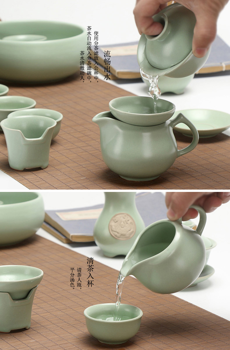 Office kung fu tea set household contracted slicing tureen teapot teacup tea tray of a complete set of your up porcelain tea set