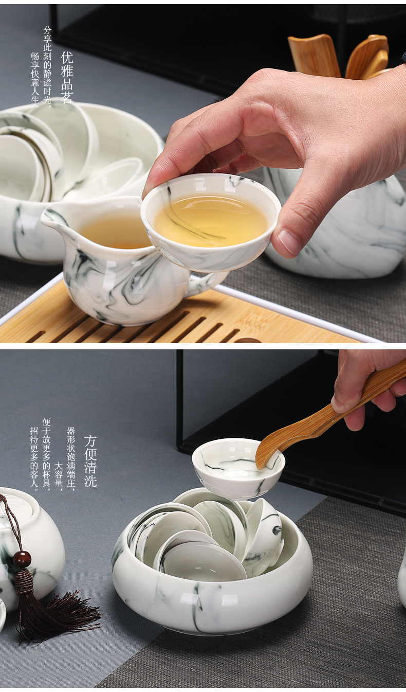 Contracted dehua manual tea ware home tea China white porcelain cup lid bowl of a complete set of kung fu tea set