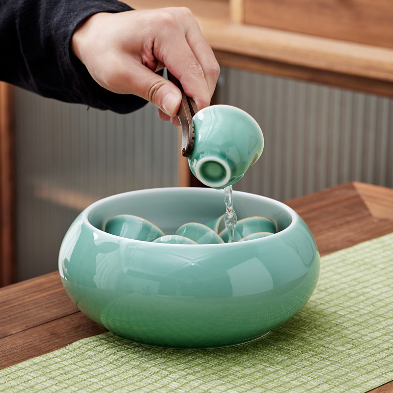 Xin Art at first See Qingshan Ceramics Tea Wash Large Number Tea Residue Cylinder Cup Wash Home Pen Wash Water Spittoon Tea Road Accessories