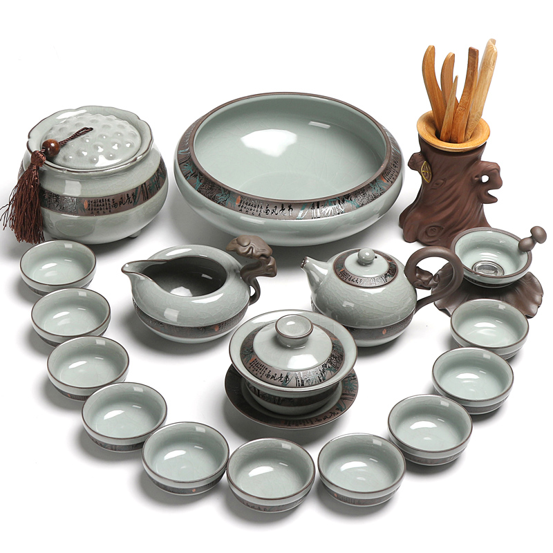 Tea teapot teacup Tea tureen washing household open piece of kung fu Tea Tea set a complete set of elder brother up with porcelain Tea set