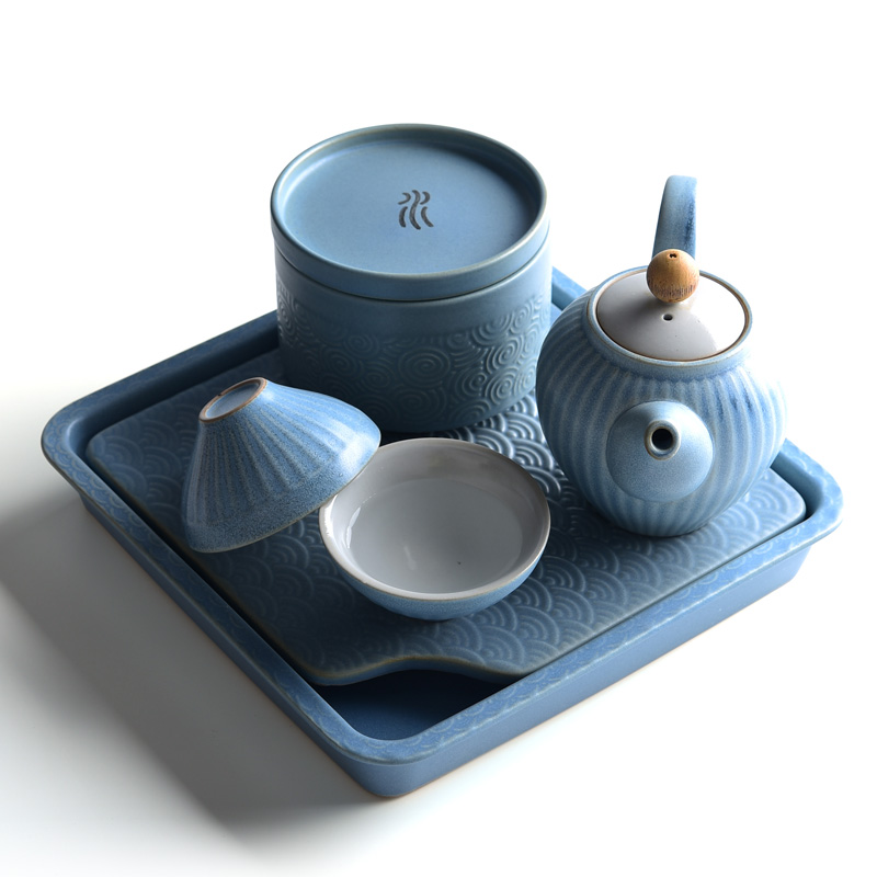 Kung fu tea set two small suit a pot of two ceramic tea tray household contracted office teapot dry tea table